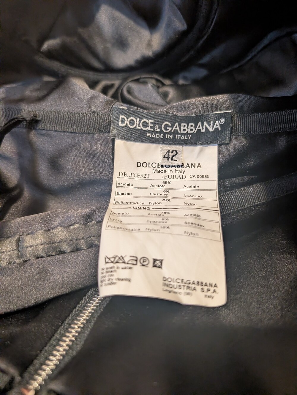 Dolce And Gabbana Black Satin Corset Bodycon Dress - Picture 4 of 4